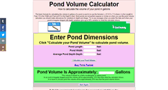 Desktop Screenshot of pondvolumecalculator.com