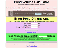 Tablet Screenshot of pondvolumecalculator.com